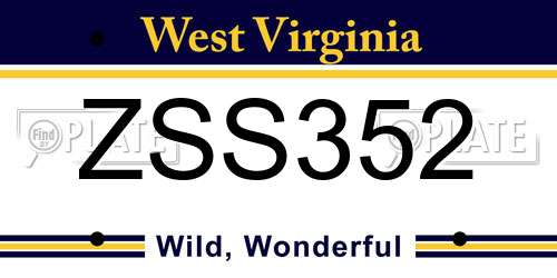 ZSS352 West Virginia License Plate
