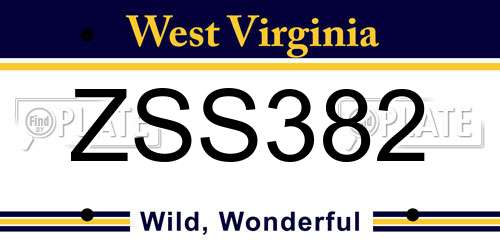 ZSS382 West Virginia License Plate
