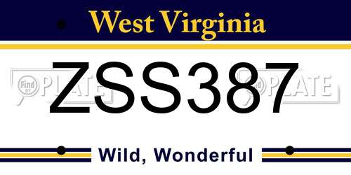 ZSS387 West Virginia License Plate