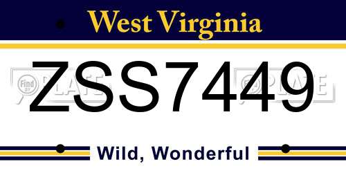 ZSS7449 West Virginia License Plate