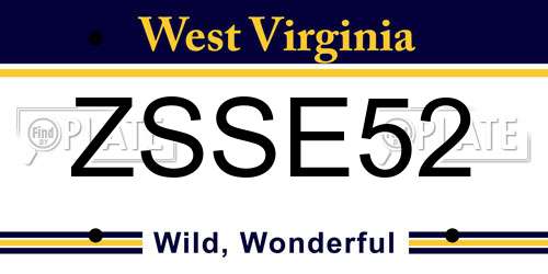 ZSSE52 West Virginia License Plate