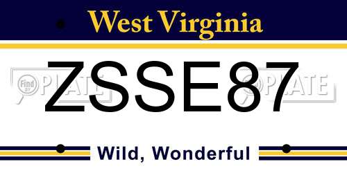 ZSSE87 West Virginia License Plate