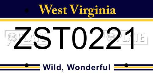 ZST0221 West Virginia License Plate