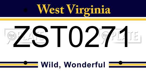 ZST0271 West Virginia License Plate