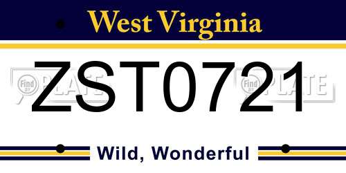ZST0721 West Virginia License Plate