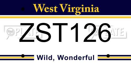 ZST126 West Virginia License Plate