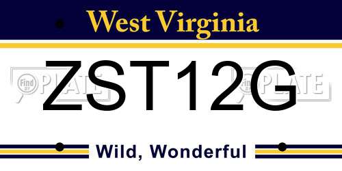 ZST12G West Virginia License Plate