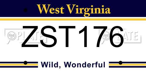 ZST176 West Virginia License Plate
