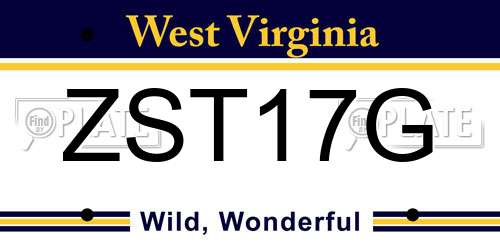 ZST17G West Virginia License Plate