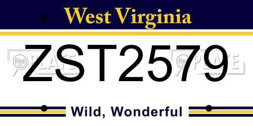 ZST2579 West Virginia License Plate