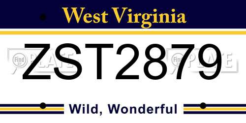 ZST2879 West Virginia License Plate