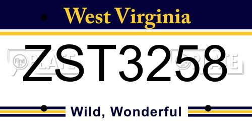 ZST3258 West Virginia License Plate