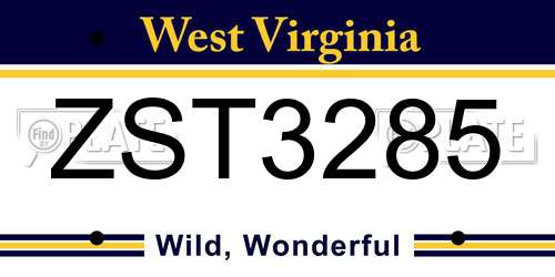 ZST3285 West Virginia License Plate
