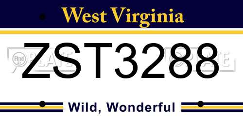 ZST3288 West Virginia License Plate