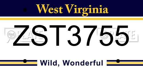 ZST3755 West Virginia License Plate