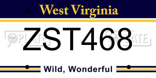 ZST468 West Virginia License Plate