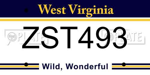 ZST493 West Virginia License Plate
