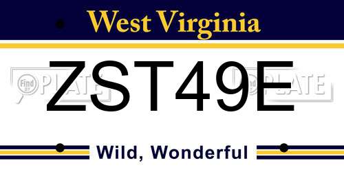 ZST49E West Virginia License Plate