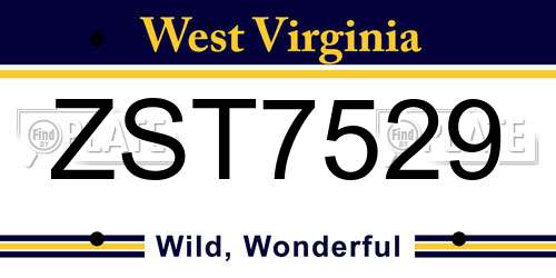 ZST7529 West Virginia License Plate