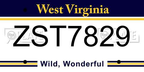 ZST7829 West Virginia License Plate
