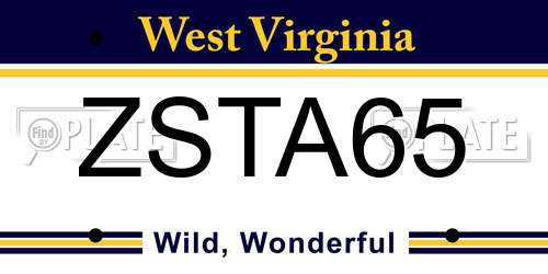 ZSTA65 West Virginia License Plate