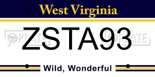 ZSTA93 West Virginia License Plate