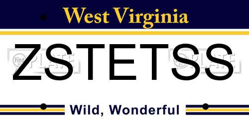 ZSTETSS West Virginia License Plate