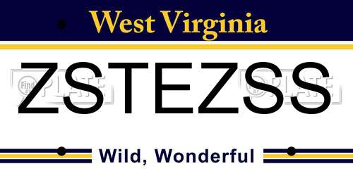 ZSTEZSS West Virginia License Plate