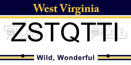 ZSTQTTI West Virginia License Plate