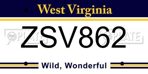 ZSV862 West Virginia License Plate