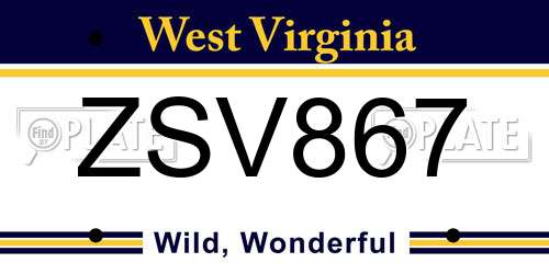 ZSV867 West Virginia License Plate