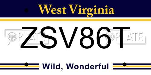 ZSV86T West Virginia License Plate