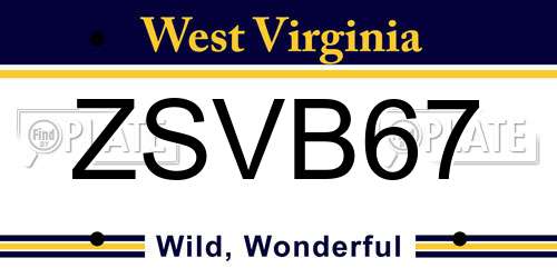 ZSVB67 West Virginia License Plate