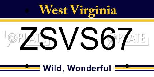 ZSVS67 West Virginia License Plate