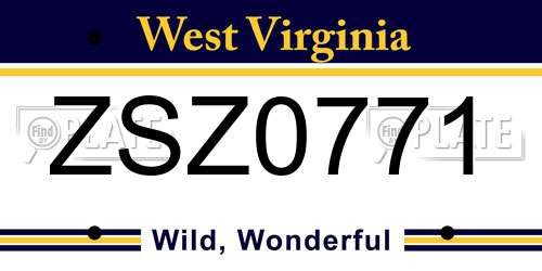 ZSZ0771 West Virginia License Plate
