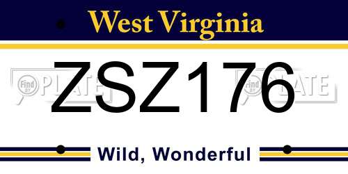ZSZ176 West Virginia License Plate