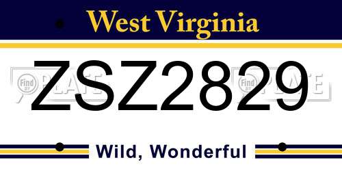 ZSZ2829 West Virginia License Plate
