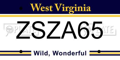 ZSZA65 West Virginia License Plate
