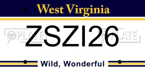 ZSZI26 West Virginia License Plate