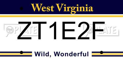 ZT1E2F West Virginia License Plate