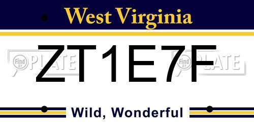 ZT1E7F West Virginia License Plate