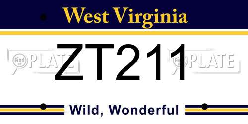 ZT211 West Virginia License Plate