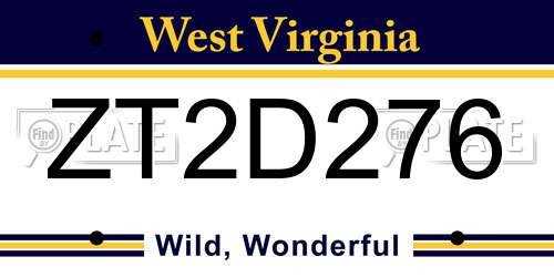 ZT2D276 West Virginia License Plate