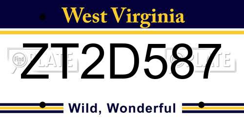 ZT2D587 West Virginia License Plate