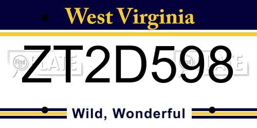 ZT2D598 West Virginia License Plate