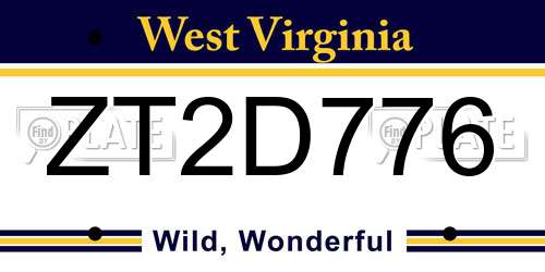 ZT2D776 West Virginia License Plate