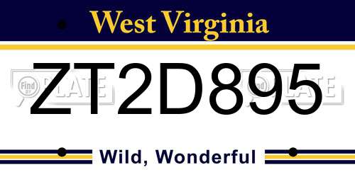 ZT2D895 West Virginia License Plate