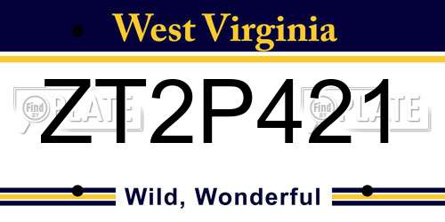 ZT2P421 West Virginia License Plate