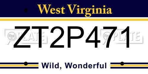 ZT2P471 West Virginia License Plate