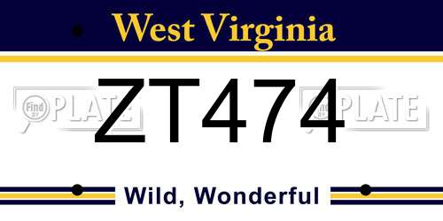 ZT474 West Virginia License Plate